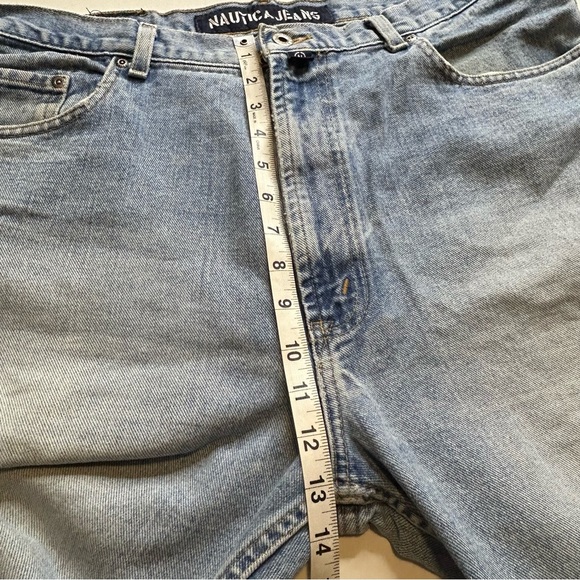 Men Vintage Nautica 36x32 Easy Fit Distressed Blue Jeans - Picture 11 of 16